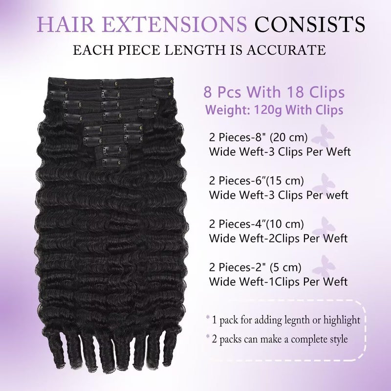 Tahikie Burmese Curly Clip in Hair Extensions Real Human Hair Brazilian Hair Clip ins for Black Women Spirally Curly Classic Clips Ins with 8PCs 18Clips 120g Natural Black (Burmese curly #1B, 16 Inch) - Image 3